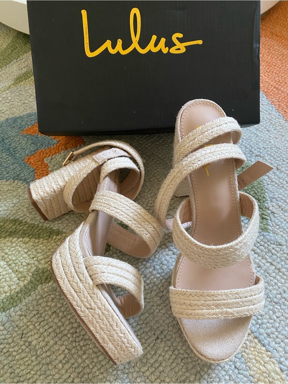 Lulus - Morrin Natural Raffia Platform Ankle Strap High Heel Sandals